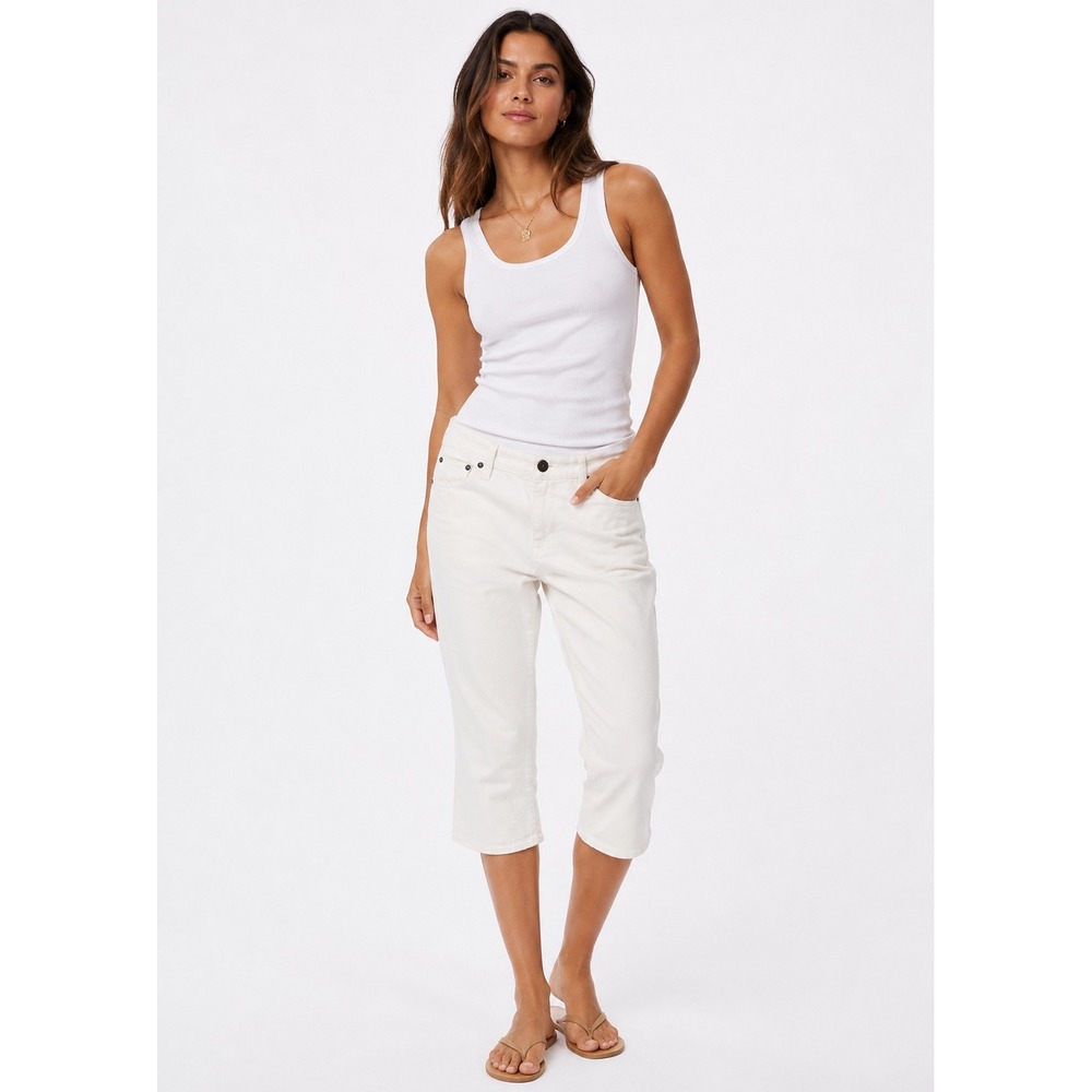 J.Crew Matchstick Jeans Women 27 White Cropped Stretch Denim Pant Preppy Coastal